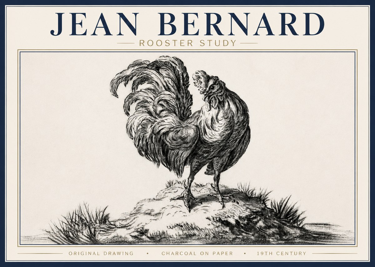 Jean Bernard Study of a Rooster No4 - Plakát