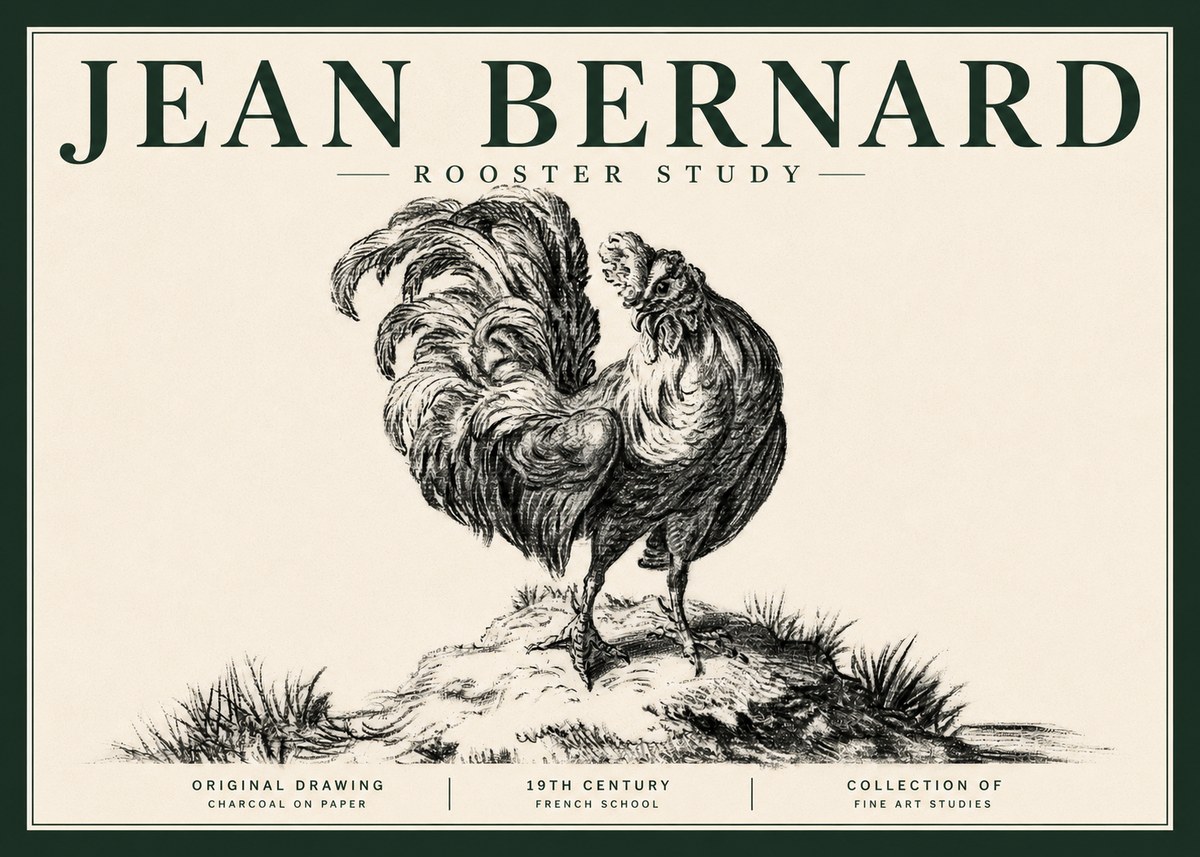 Jean Bernard Study of a Rooster No5 - Plakát