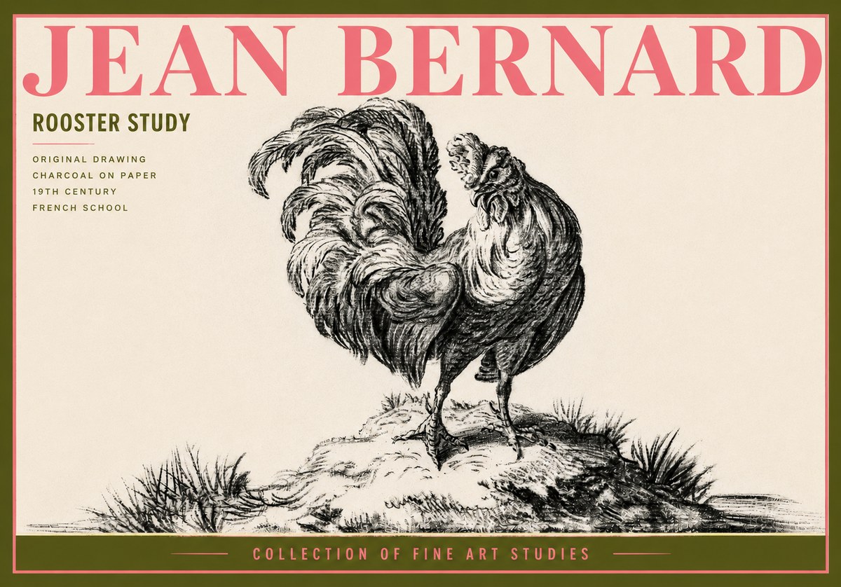 Jean Bernard Study of a Rooster No6 - Plakát