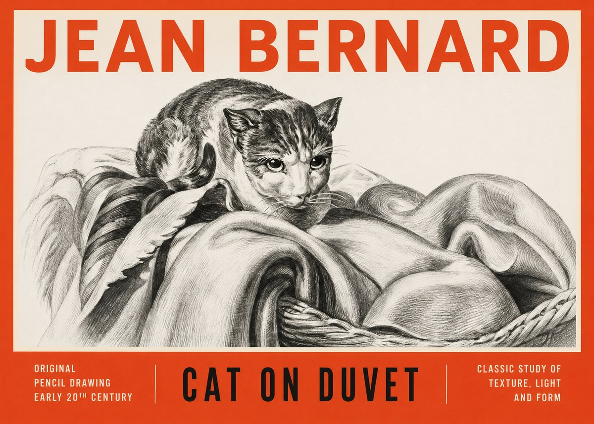 Jean Bernard Cat on a Blanket No4 - Plakát