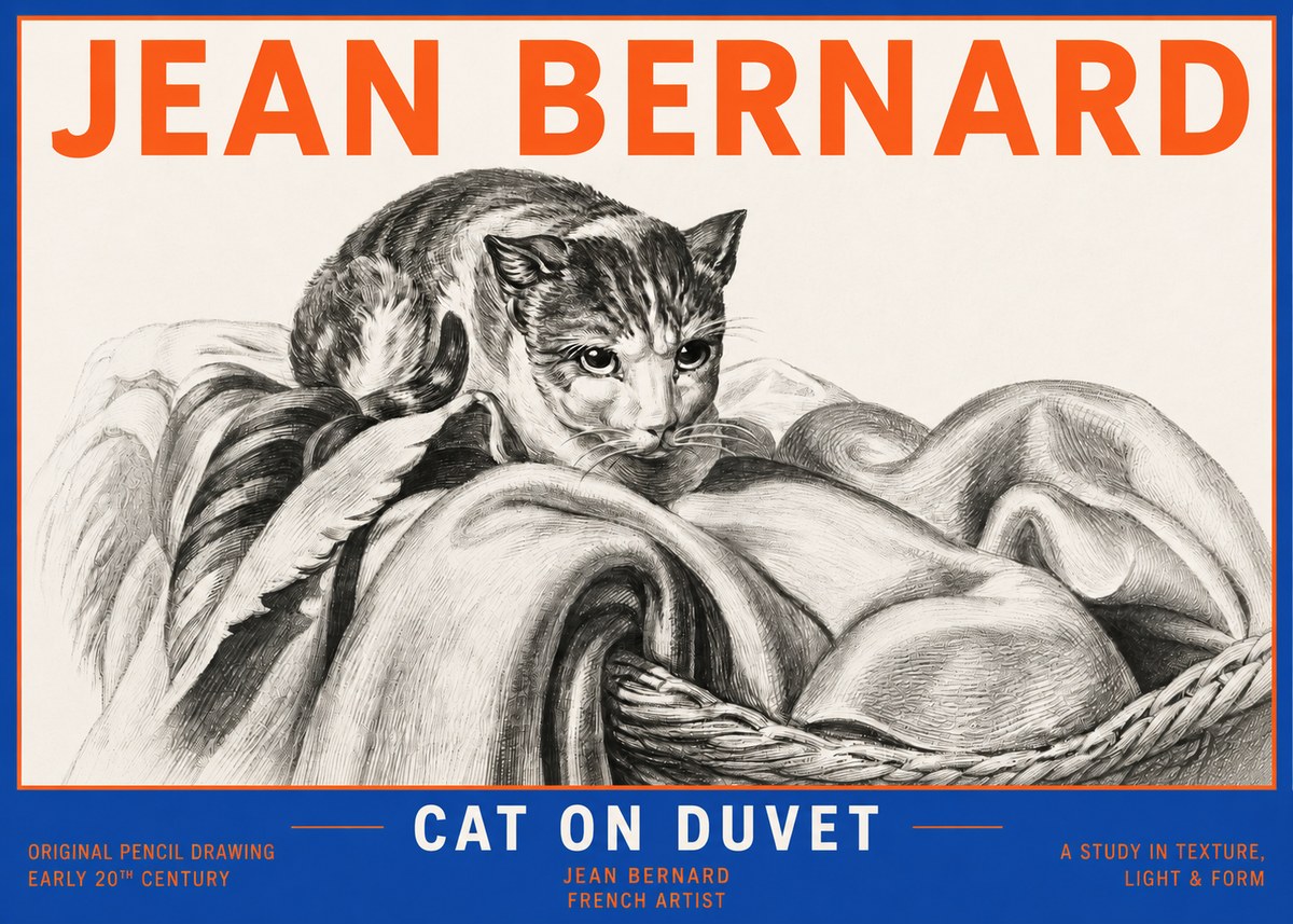 Jean Bernard Cat on a Blanket No6 - Plakát