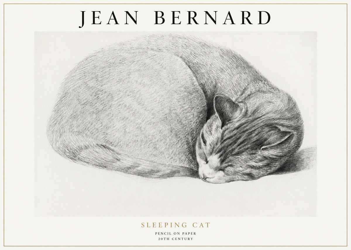 Jean Bernard Sleeping Cat IX No1 - Plakát