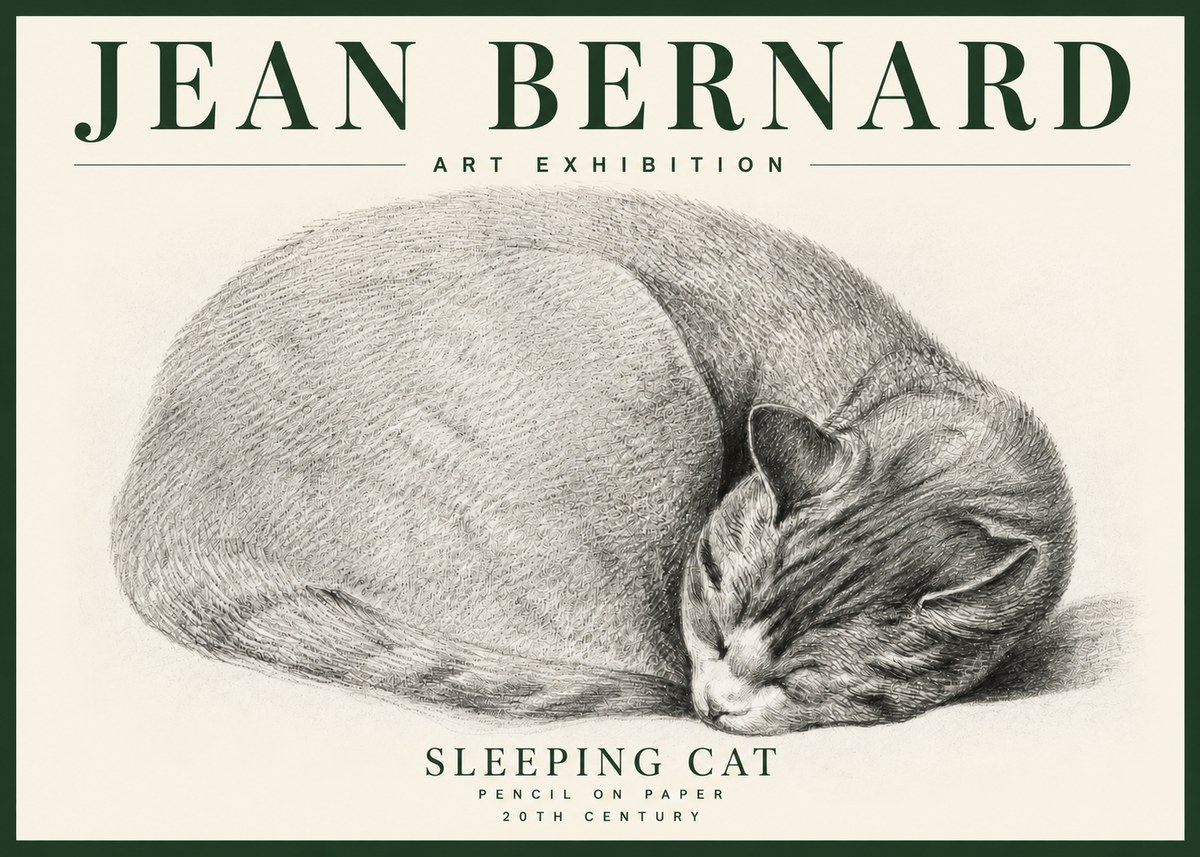 Jean Bernard Sleeping Cat IX No4 - Plakát