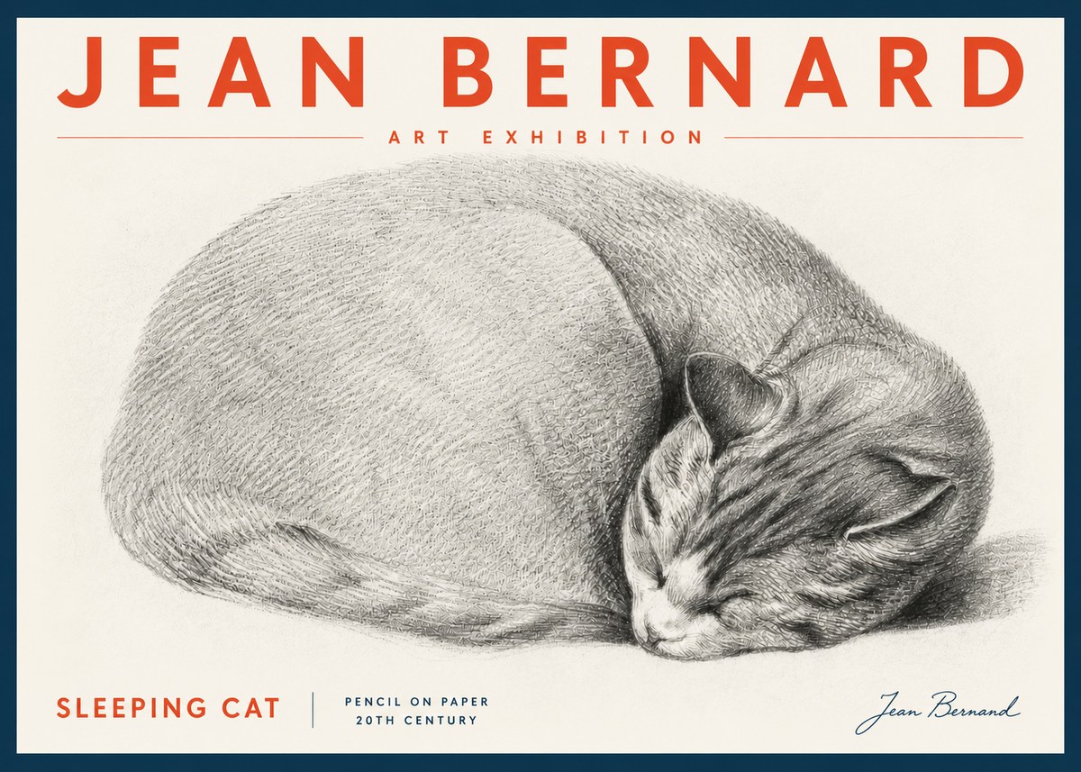 Jean Bernard Sleeping Cat IX No5 - Plakát