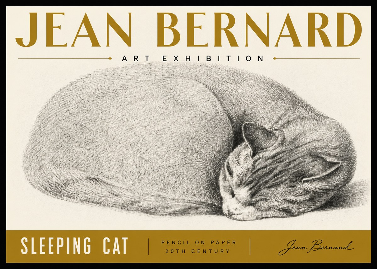 Jean Bernard Sleeping Cat IX No6 - Plakát
