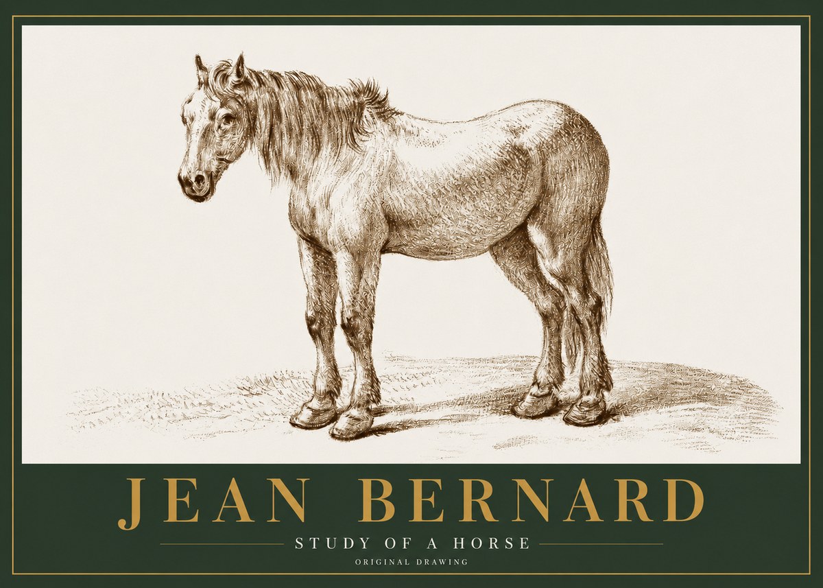 Jean Bernard Study of a Horse XIV No2 - Plakát