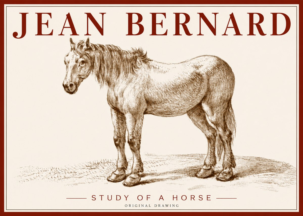 Jean Bernard Study of a Horse XIV No4 - Plakát