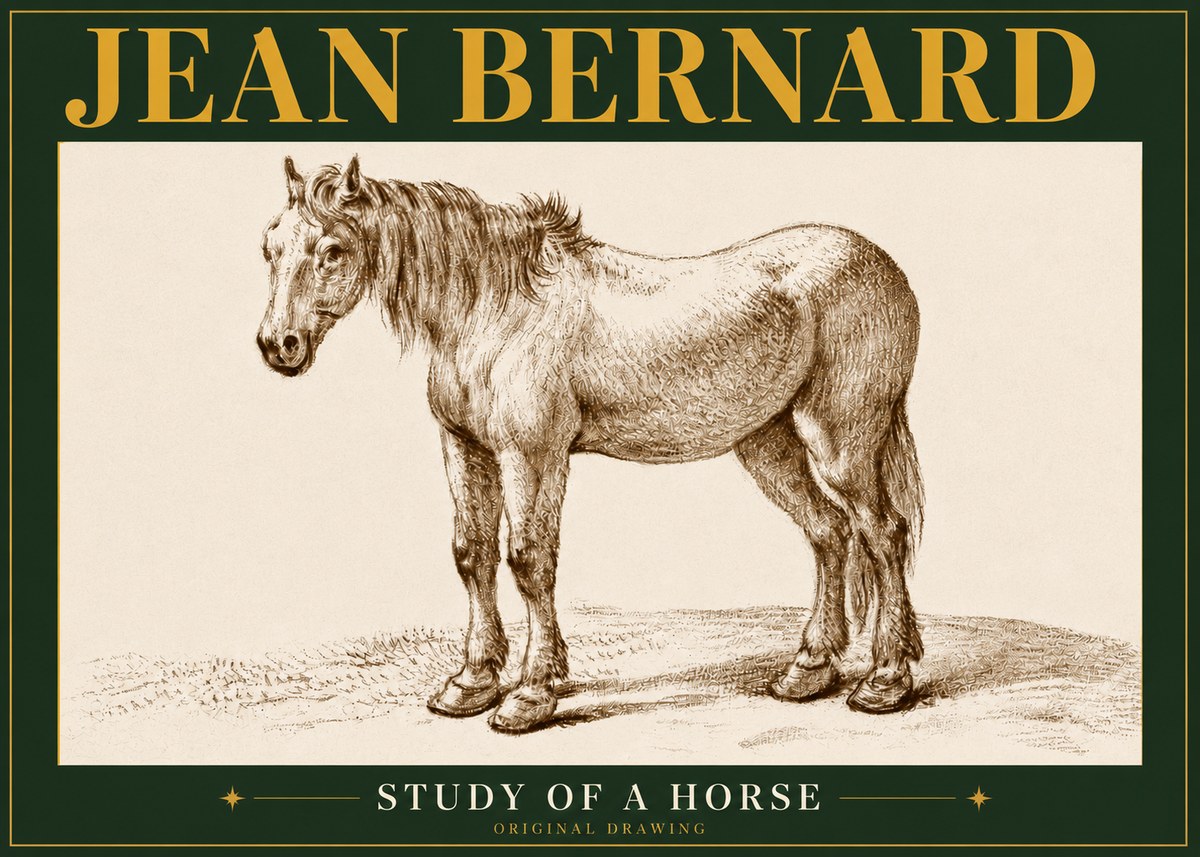 Jean Bernard Study of a Horse XIV No5 - Plakát