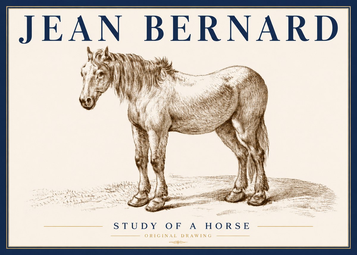 Jean Bernard Study of a Horse XIV No6 - Plakát