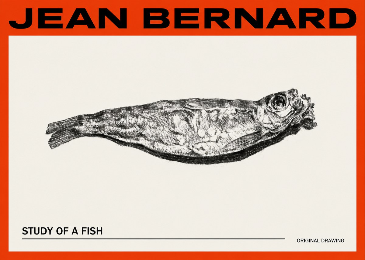 Jean Bernard Study of a Fish V No2 - Plakát