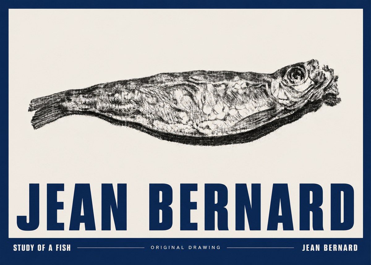 Jean Bernard Study of a Fish V No5 - Plakát