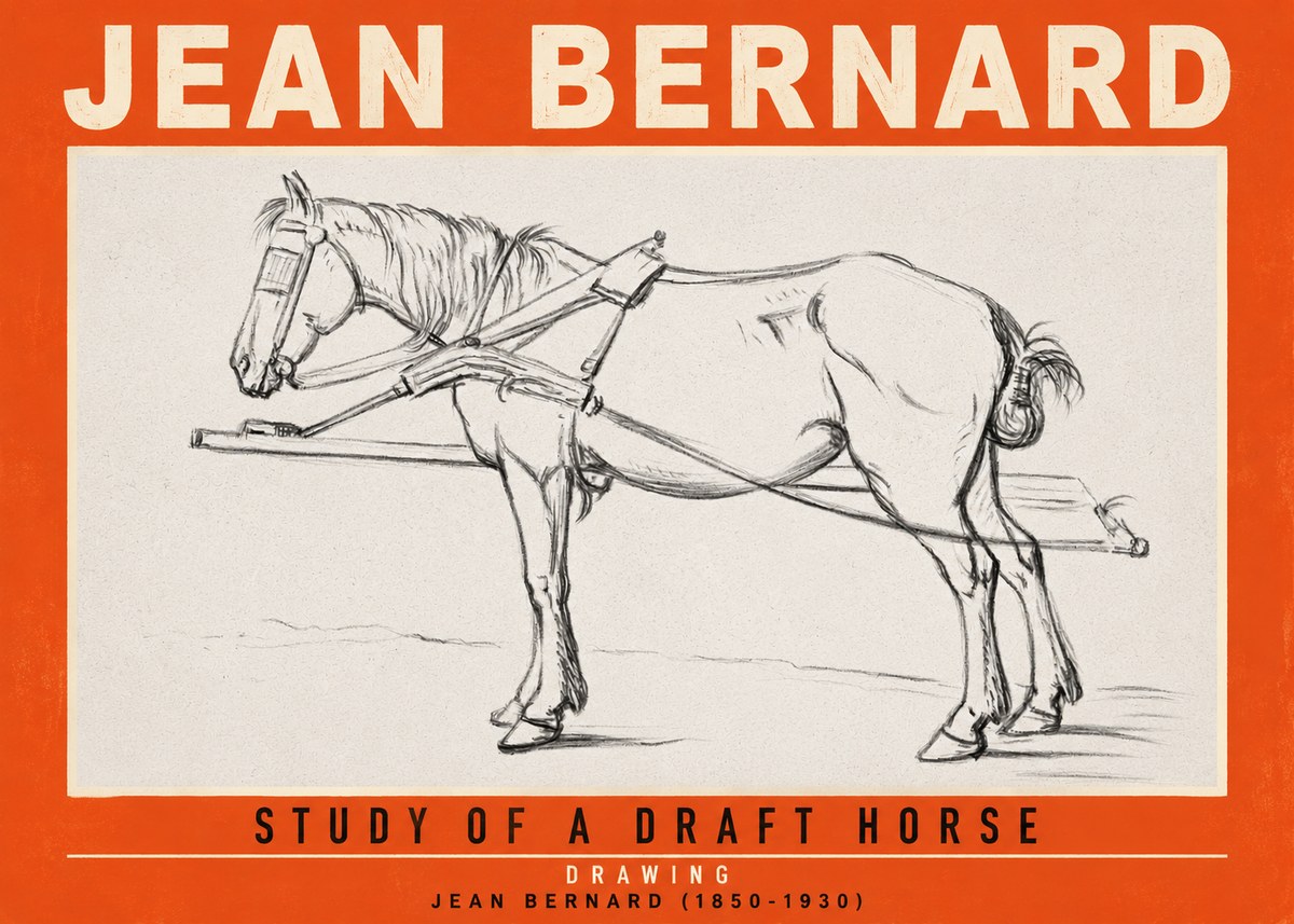 Jean Bernard Study of a Draft Horse II No2 - Plakát