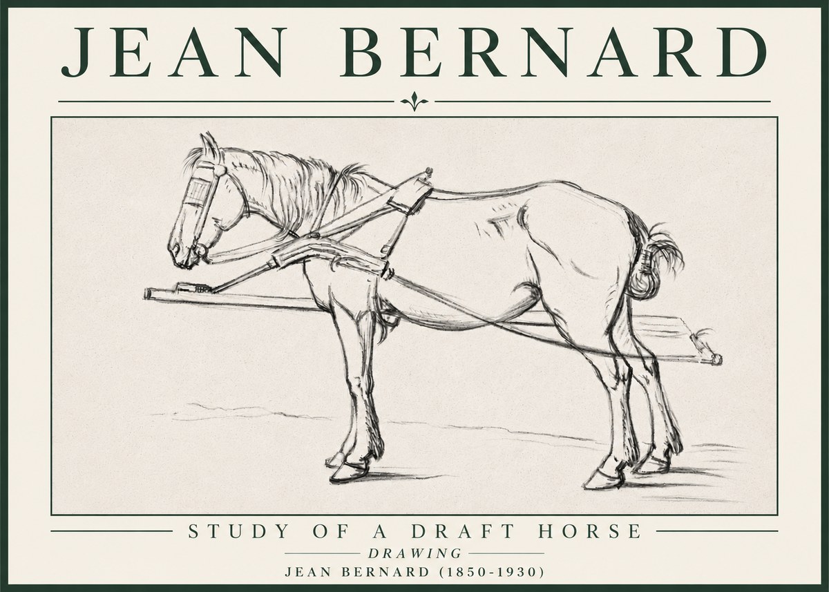 Jean Bernard Study of a Draft Horse II No4 - Plakát