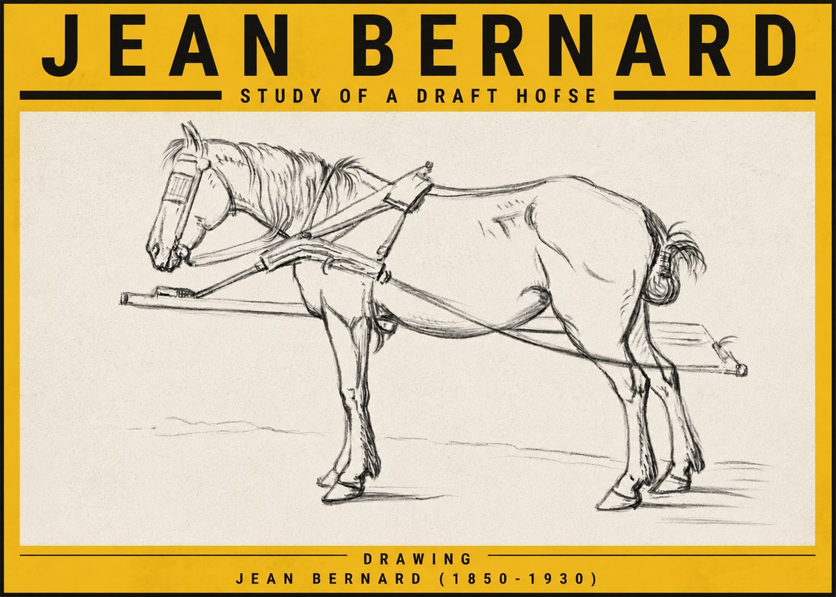 Jean Bernard Study of a Draft Horse II No5 - Plakát