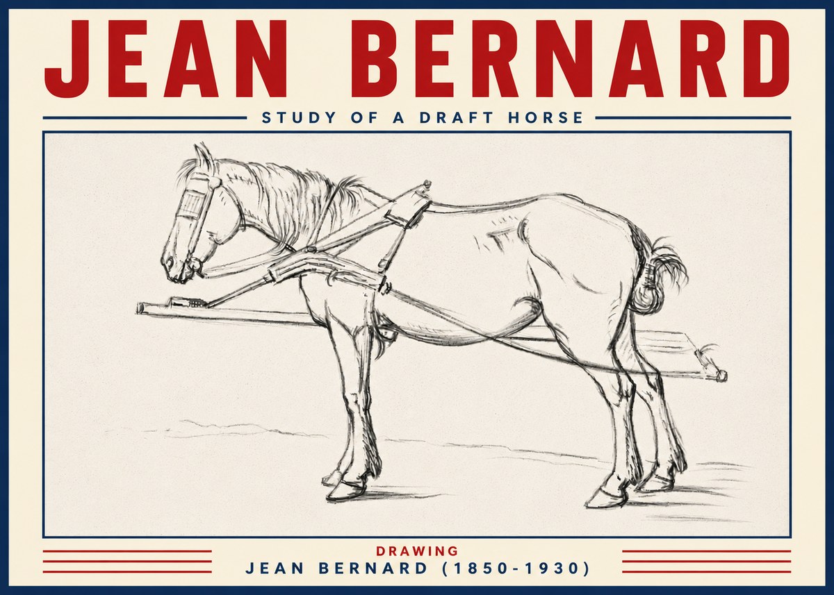 Jean Bernard Study of a Draft Horse II No6 - Plakát
