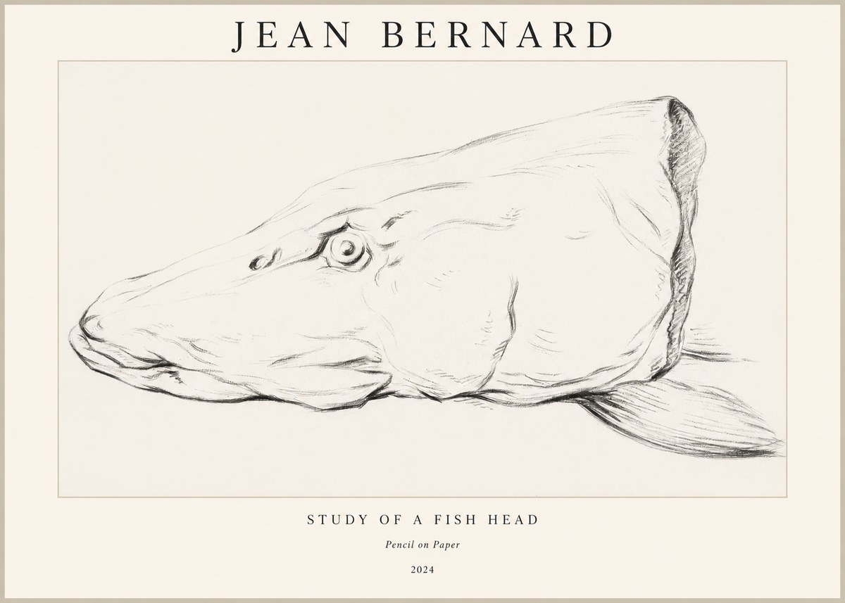 Jean Bernard Study of a Fish Head No1 - Plakát
