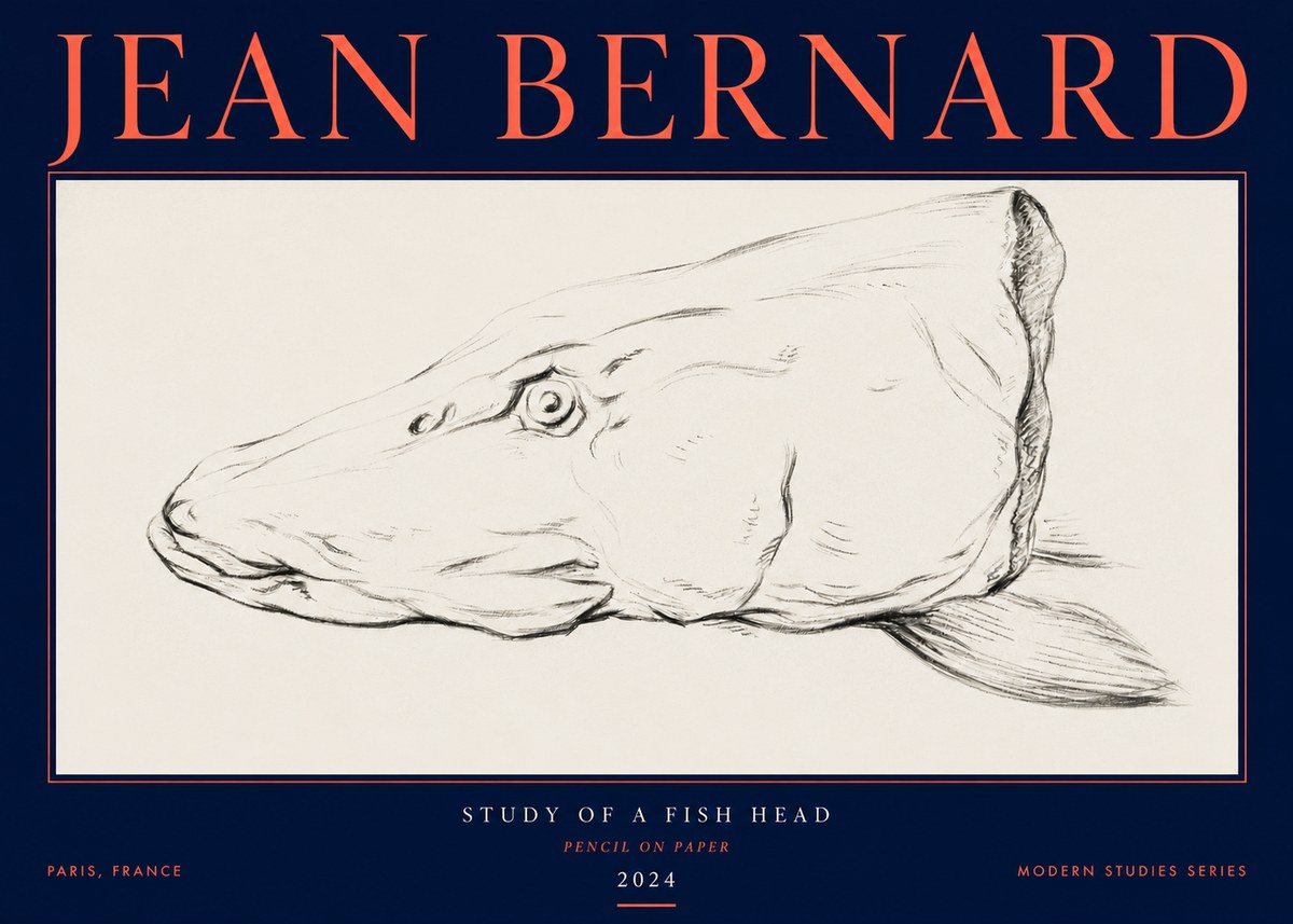 Jean Bernard Study of a Fish Head No3 - Plakát