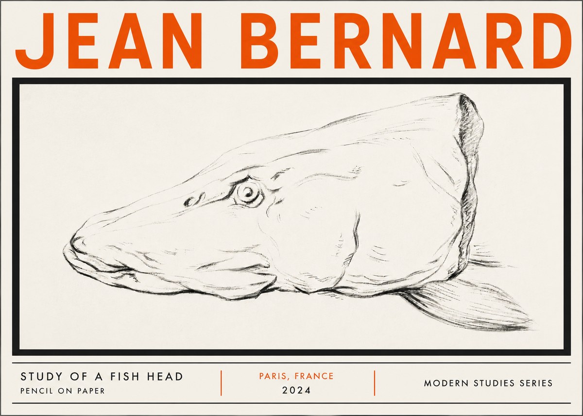 Jean Bernard Study of a Fish Head No5 - Plakát