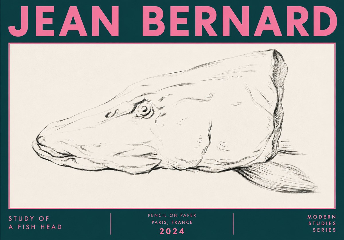 Jean Bernard Study of a Fish Head No6 - Plakát