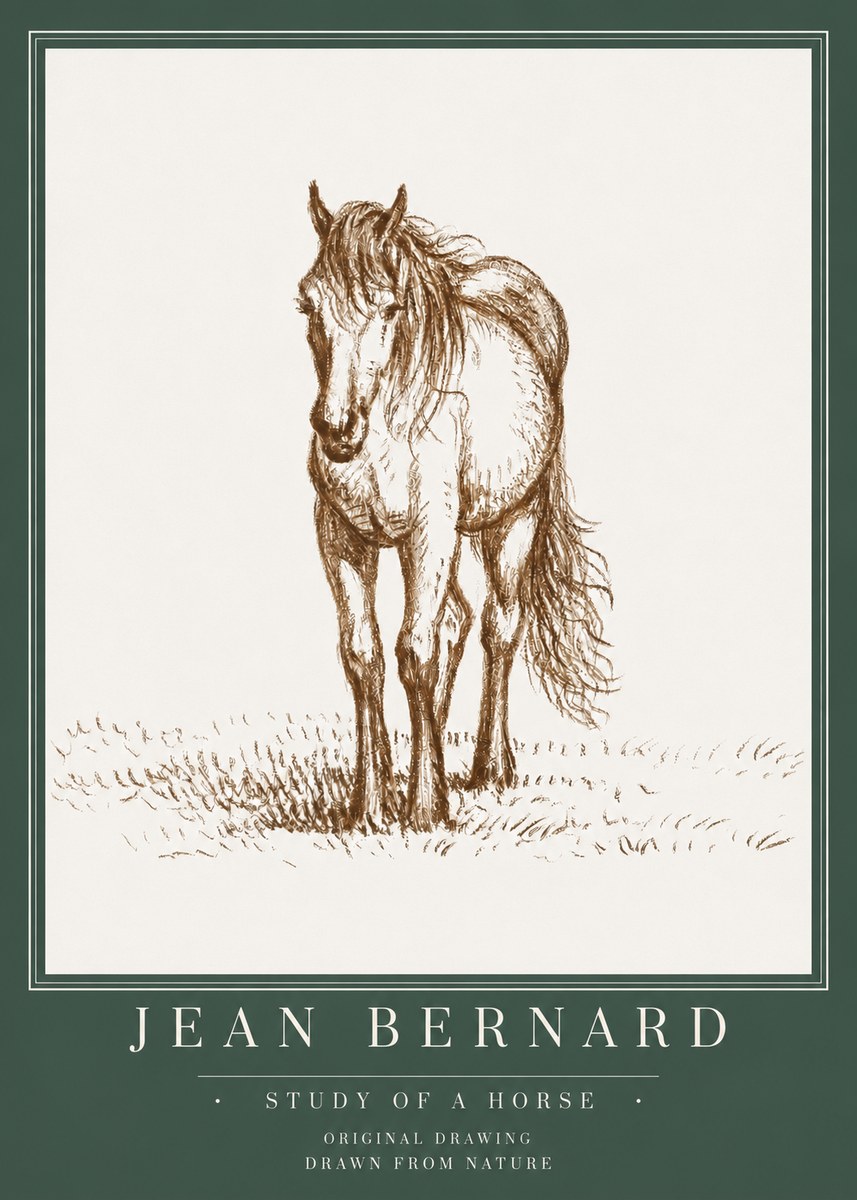 Jean Bernard Study of a Horse XV No3 - Plakát