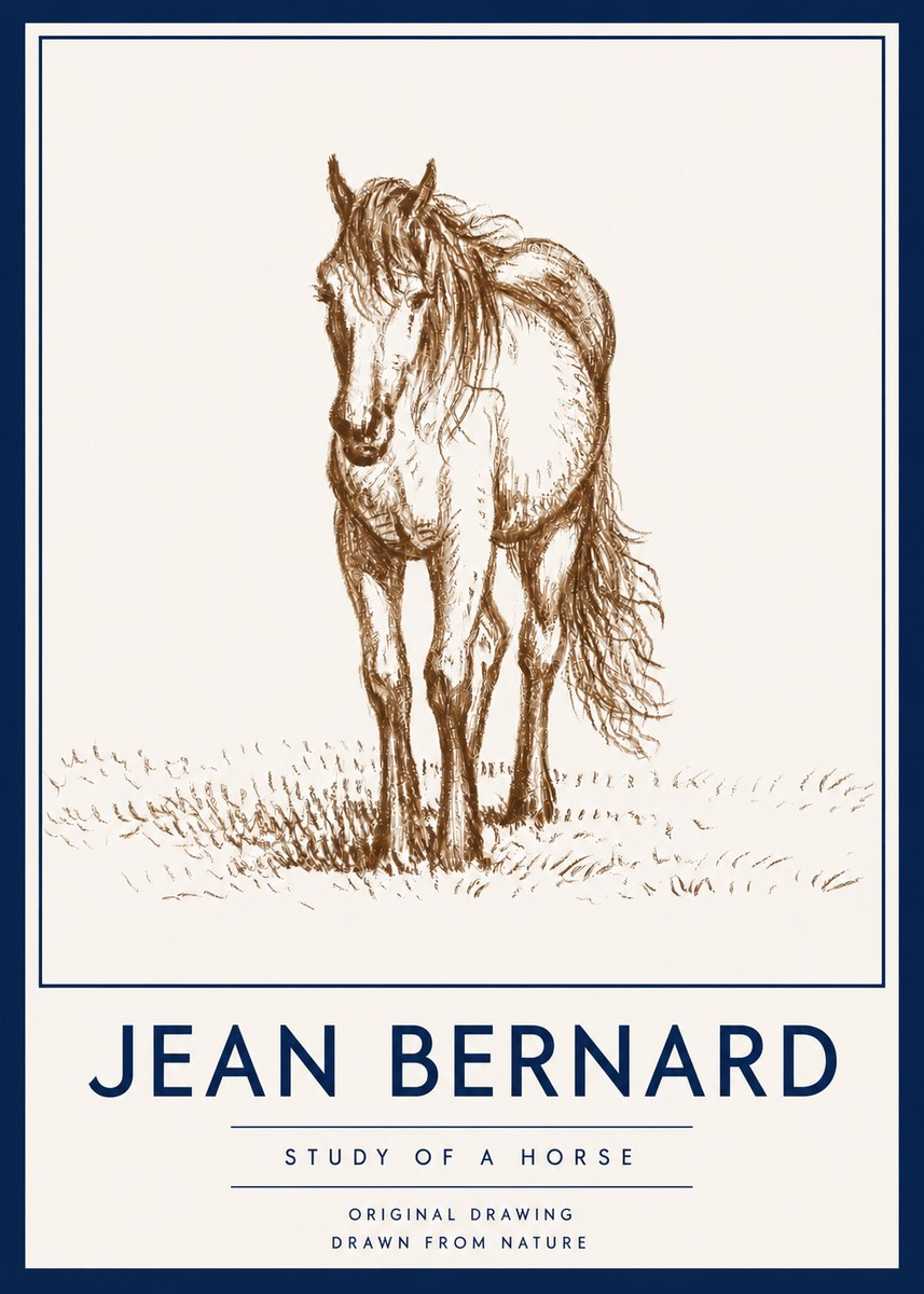 Jean Bernard Study of a Horse XV No4 - Plakát