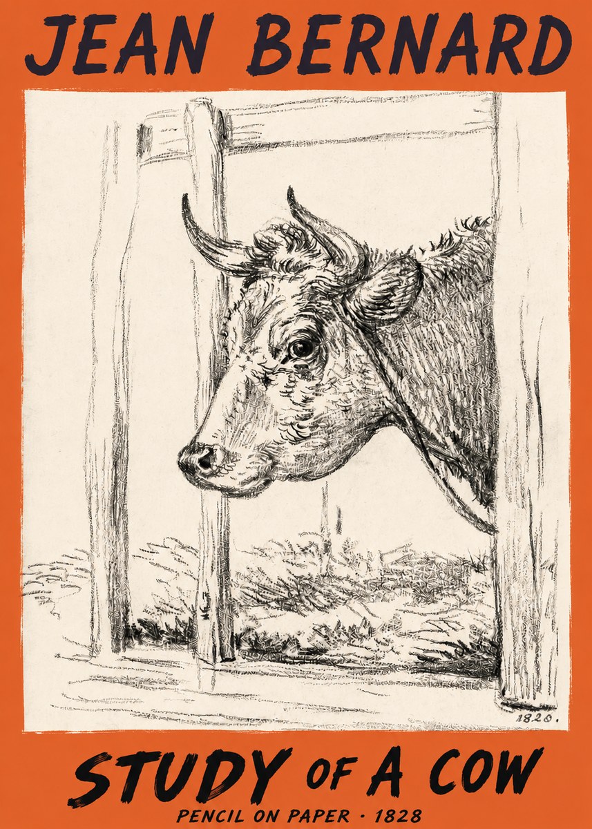 Jean Bernard Study of a Cow XVIII No2 - Plakát