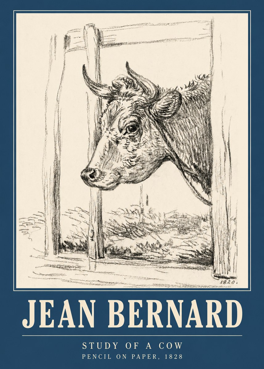Jean Bernard Study of a Cow XVIII No3 - Plakát