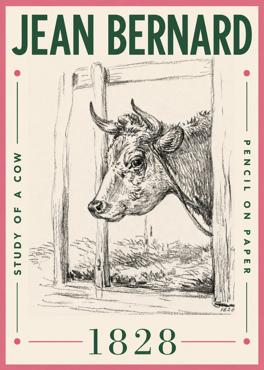 Jean Bernard Study of a Cow XVIII No4 - Plakát