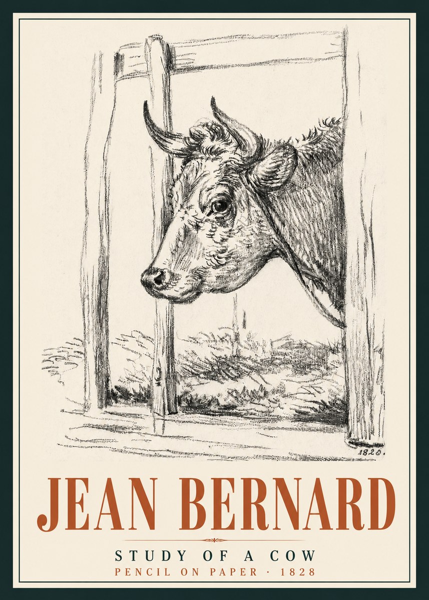 Jean Bernard Study of a Cow XVIII No5 - Plakát