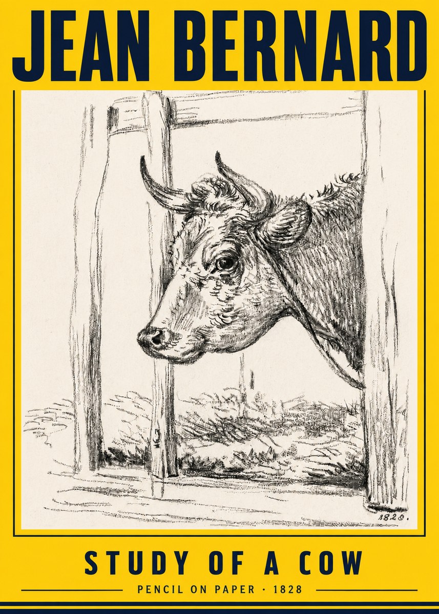 Jean Bernard Study of a Cow XVIII No6 - Plakát