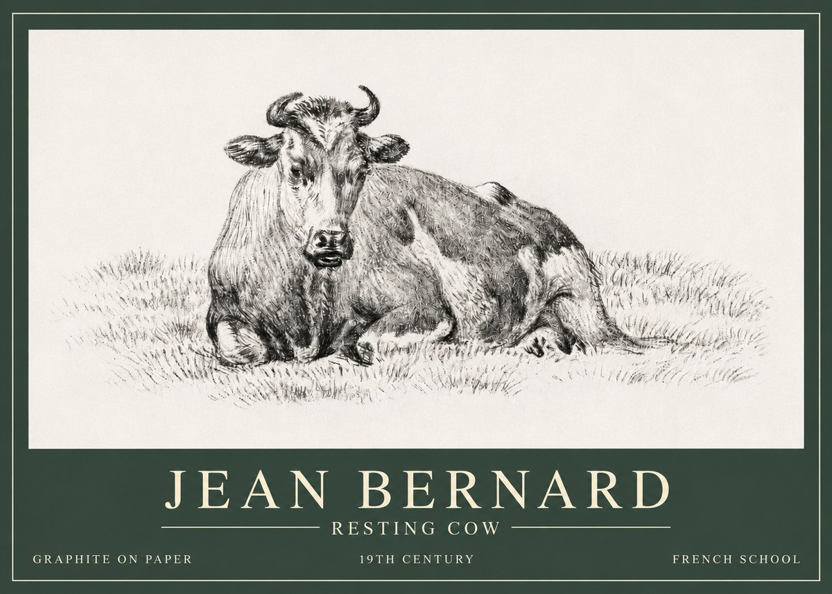 Jean Bernard Resting Cow V No3 - Plakát