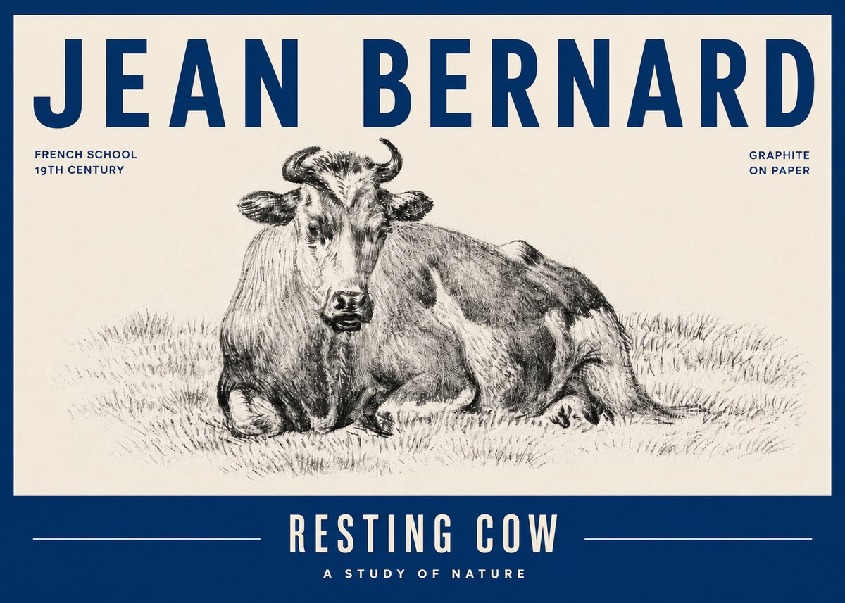 Jean Bernard Resting Cow V No6 - Plakát