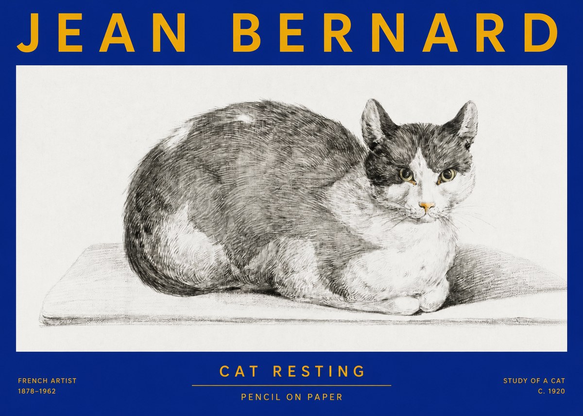 Jean Bernard Cat Study XI No4 - Plakát