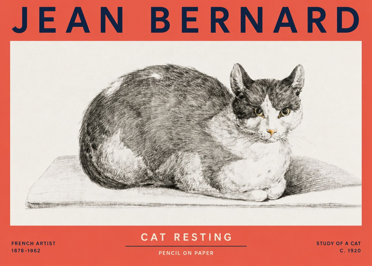 Jean Bernard Cat Study XI No5 - Plakát