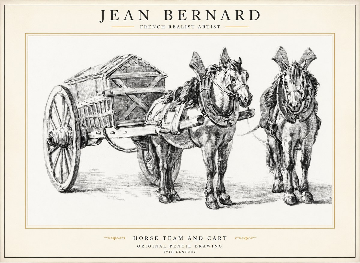 Jean Bernard Horse Team and Cart No1 - Plakát
