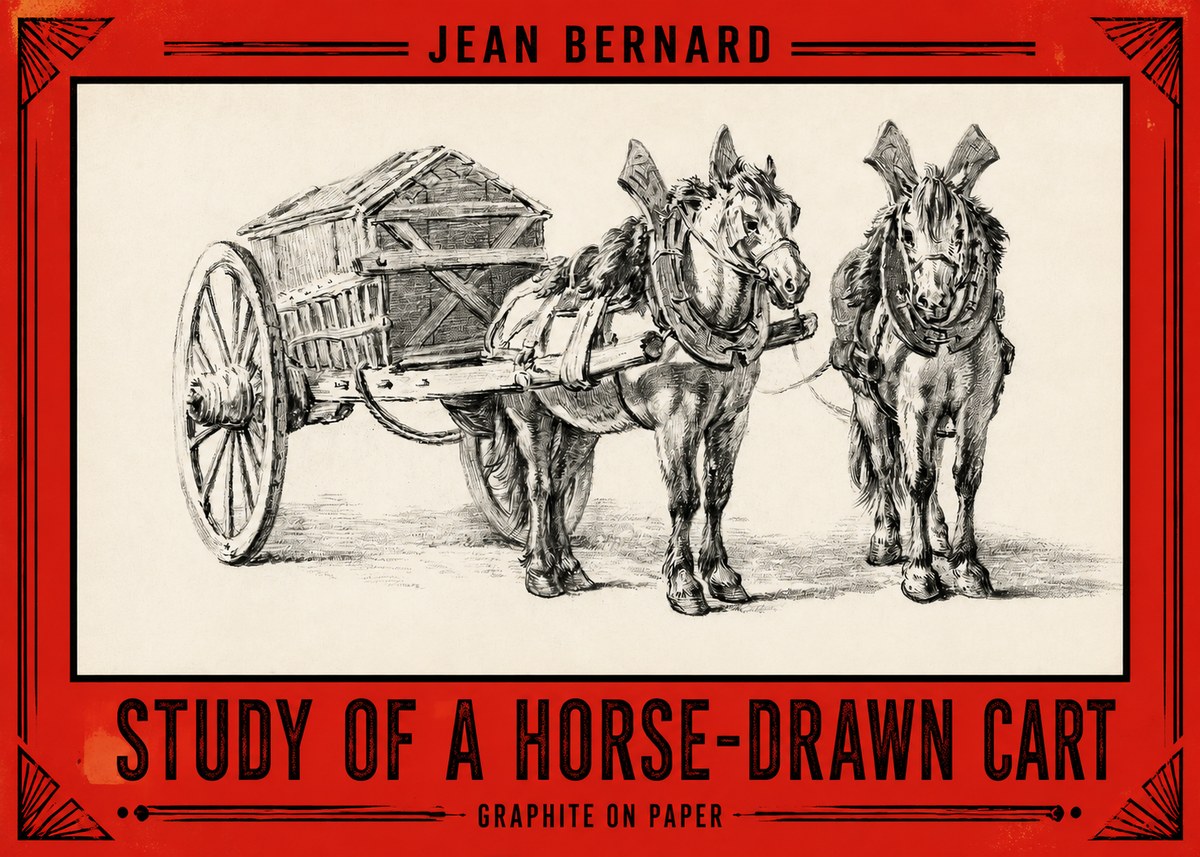 Jean Bernard Horse Team and Cart No3 - Plakát