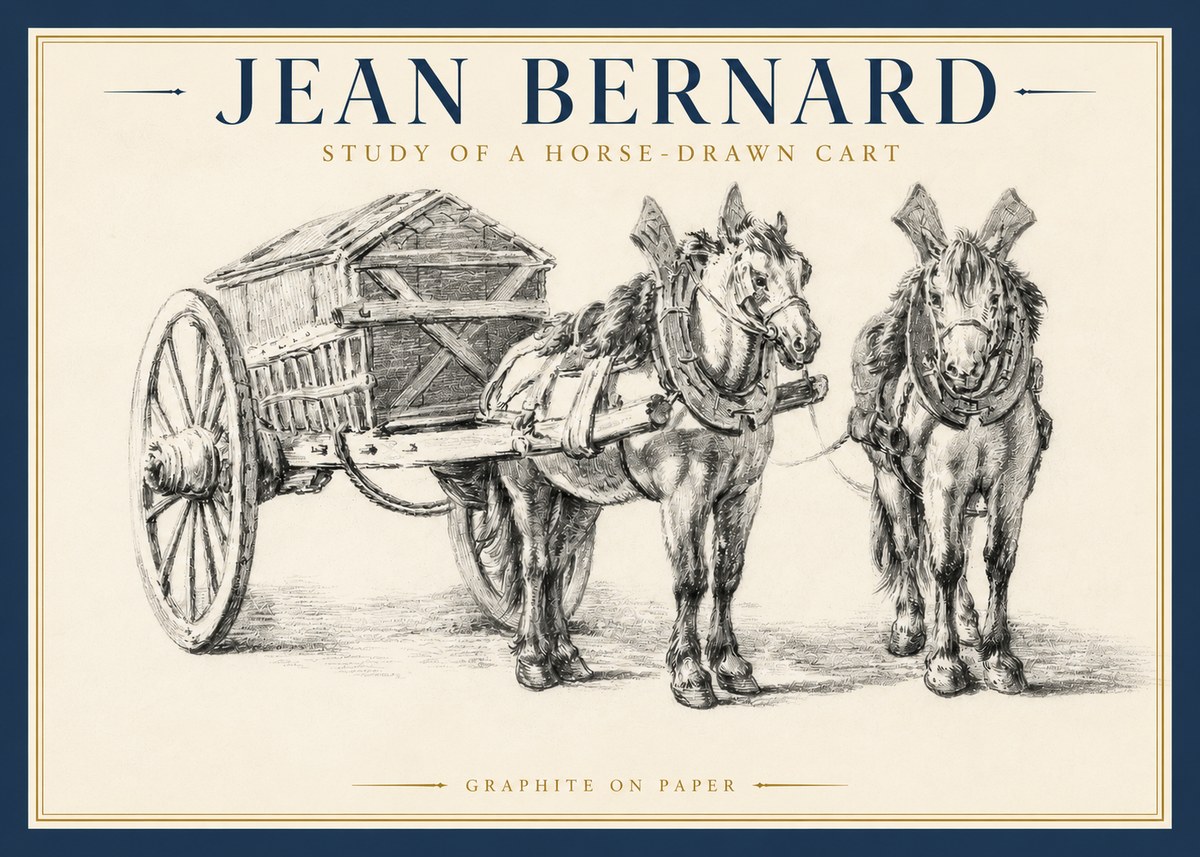 Jean Bernard Horse Team and Cart No4 - Plakát