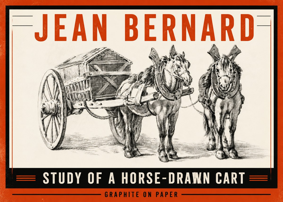 Jean Bernard Horse Team and Cart No5 - Plakát