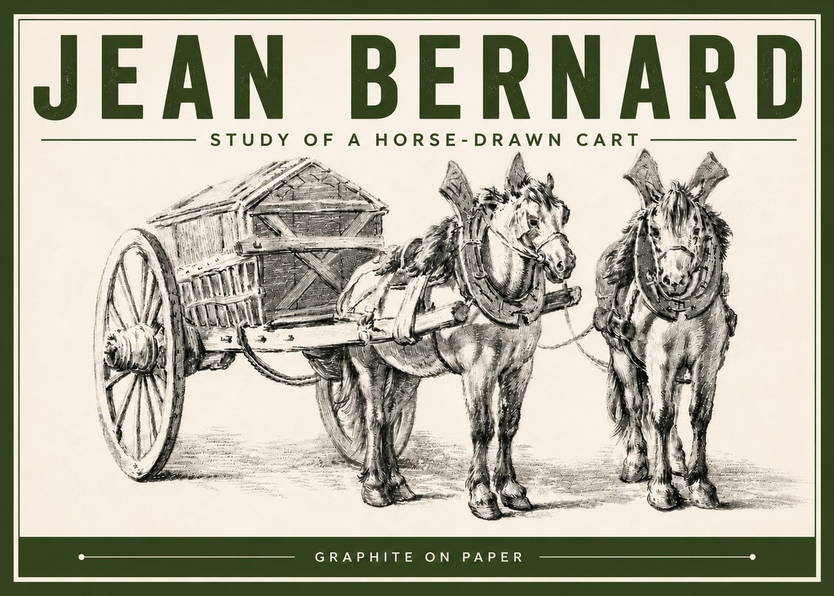 Jean Bernard Horse Team and Cart No6 - Plakát