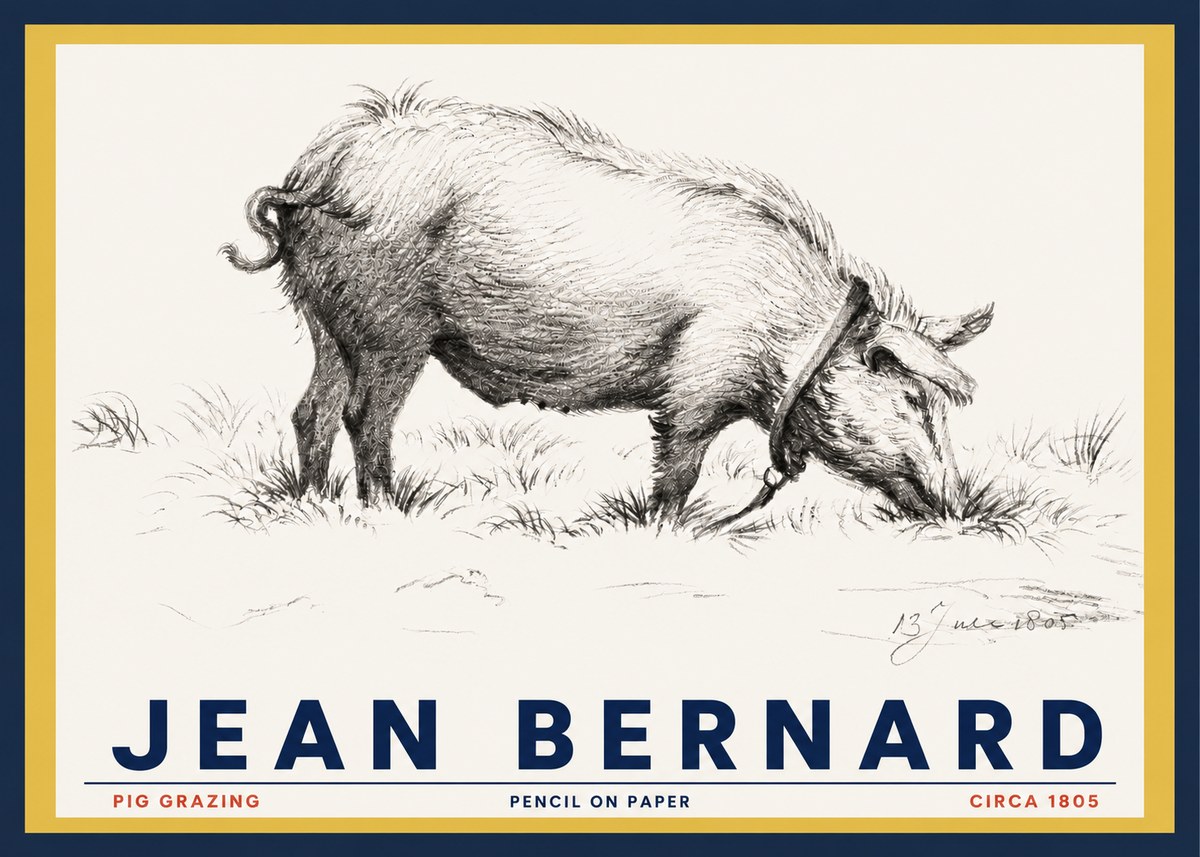 Jean Bernard Pig Grazing No3 - Plakát