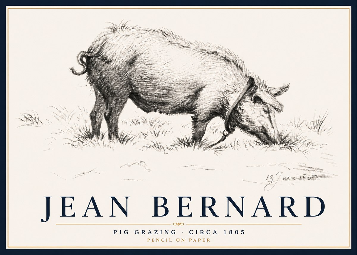 Jean Bernard Pig Grazing No5 - Plakát