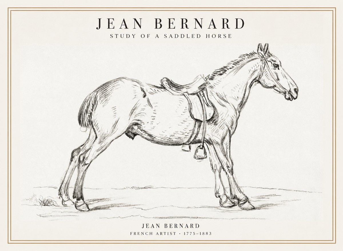 Jean Bernard Study of a Saddled Horse No1 - Plakát