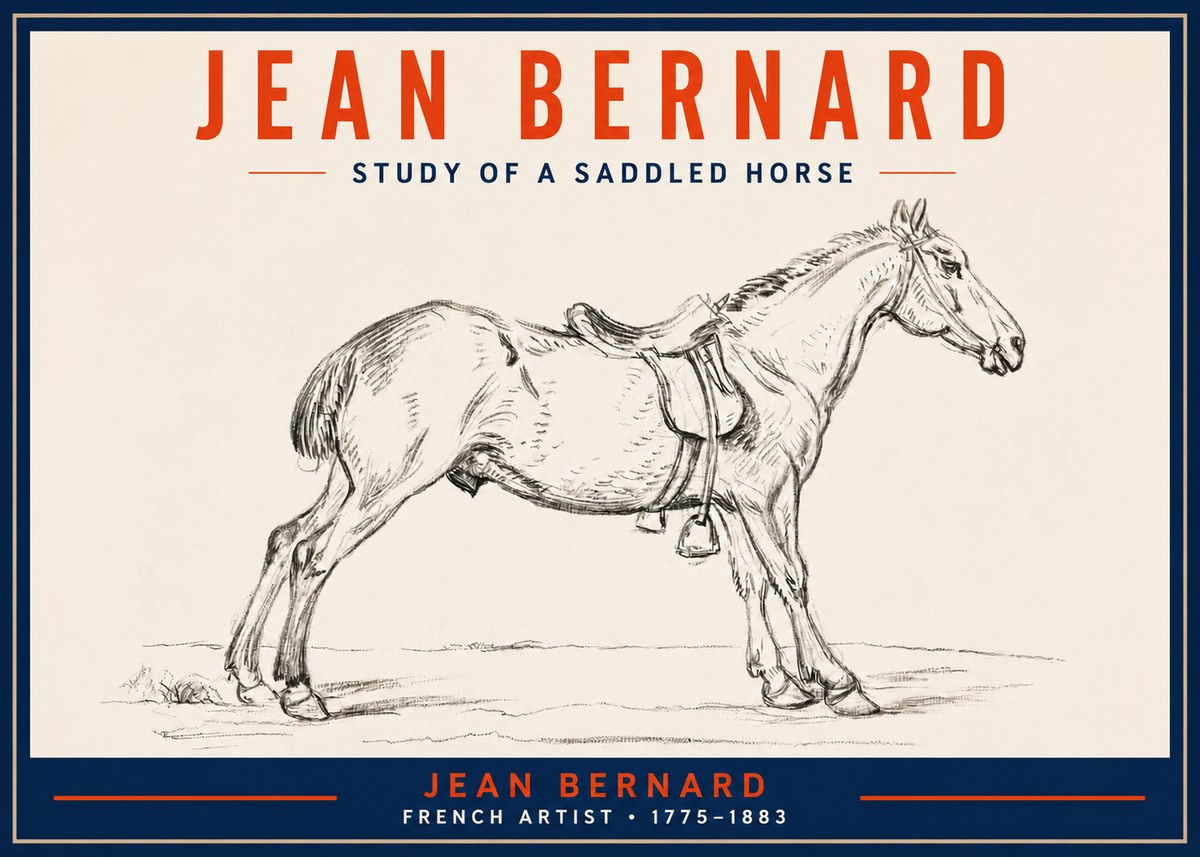 Jean Bernard Study of a Saddled Horse No2 - Plakát