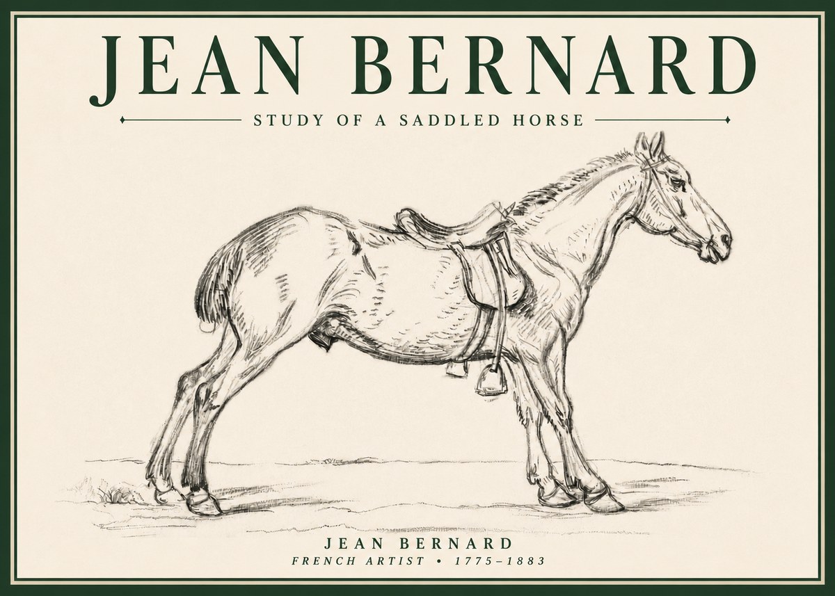 Jean Bernard Study of a Saddled Horse No4 - Plakát