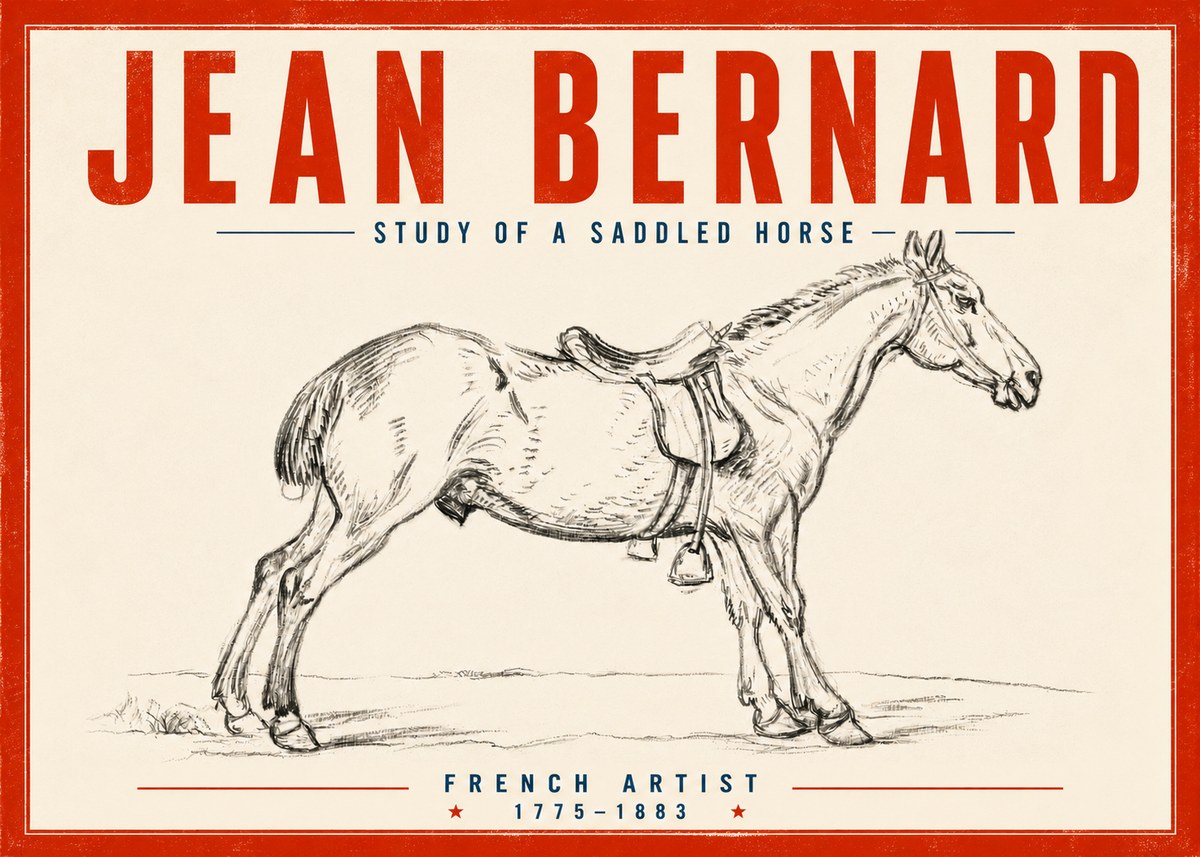Jean Bernard Study of a Saddled Horse No5 - Plakát