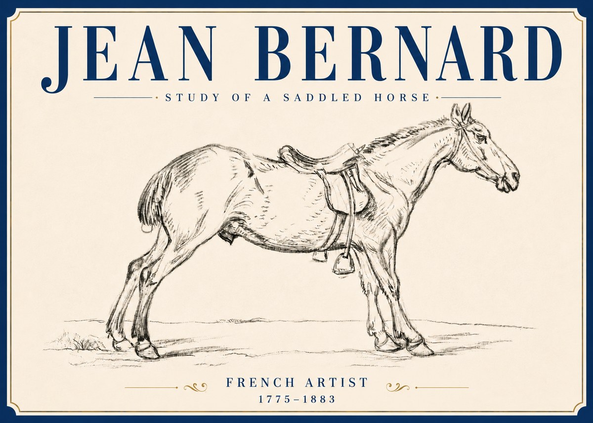 Jean Bernard Study of a Saddled Horse No6 - Plakát