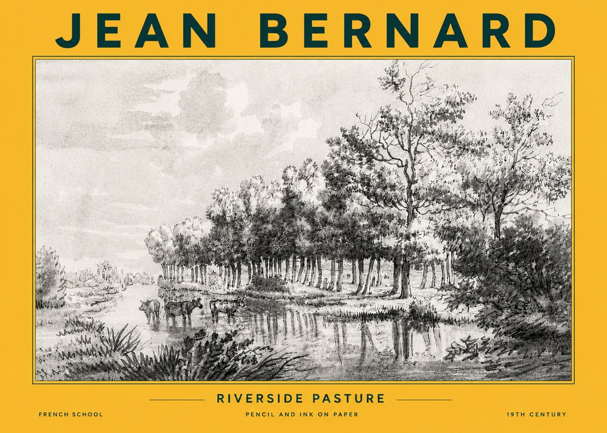 Jean Bernard Riverside Pasture No6 - Plakát
