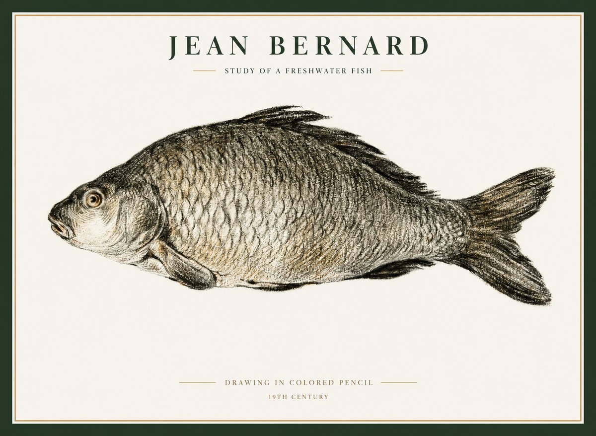 Jean Bernard Study of a Freshwater Fish No1 - Plakát