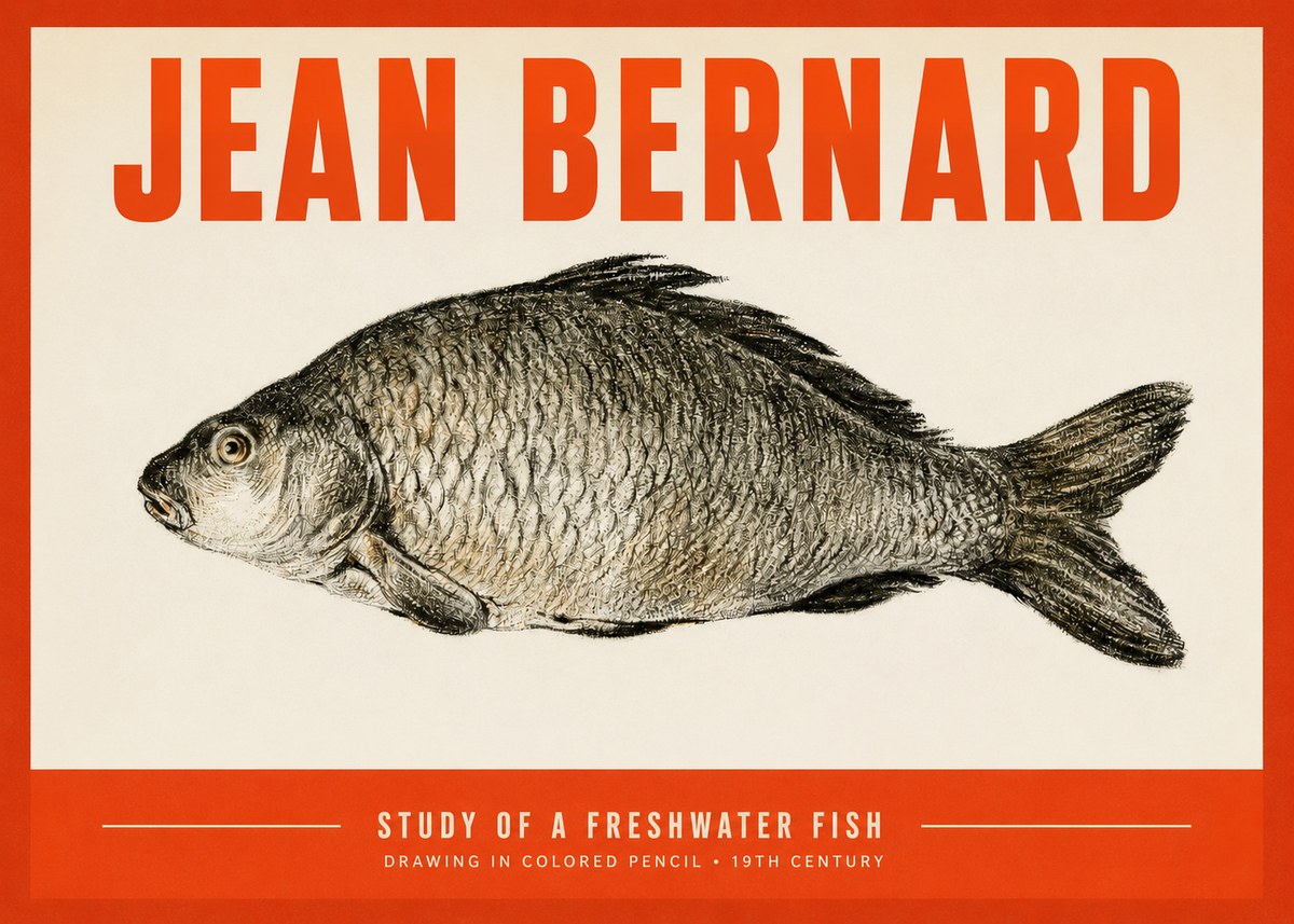 Jean Bernard Study of a Freshwater Fish No2 - Plakát