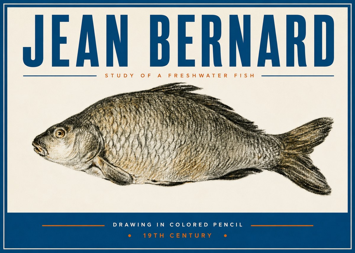 Jean Bernard Study of a Freshwater Fish No3 - Plakát